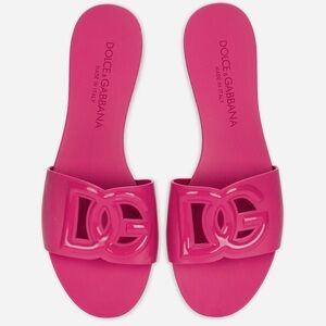 Dolce & Gabbana Rubber Beachwear Sliders Fuchsia Pink 39